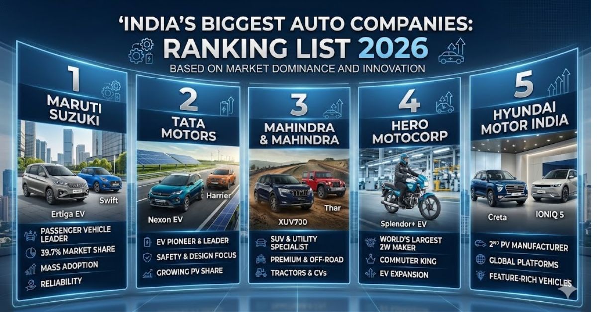 India’s Biggest Auto Companies Ranking List 2026