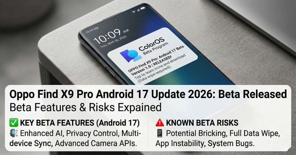 Oppo Find X9 Pro Android 17 Update 2026
